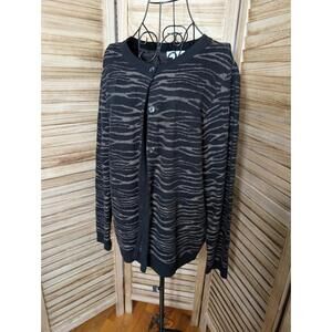 CHRISTOPHER & BANKS ANIMAL STRIPED SWEATER/SZ XL BLACK